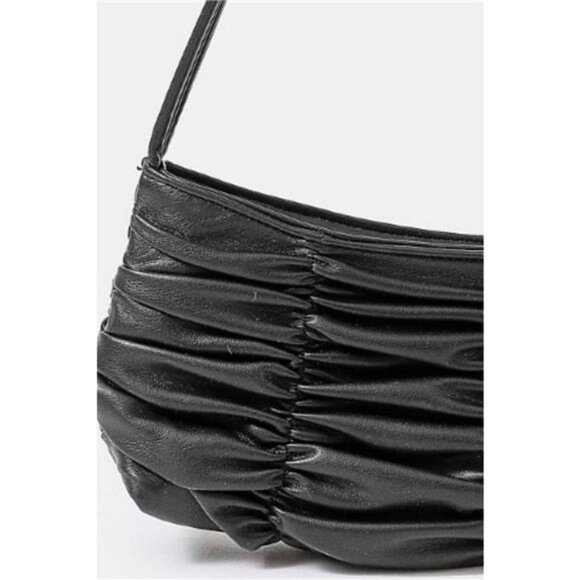 Fame Segmented Pleated Faux Leather Hand Bag - Picture 3 of 3